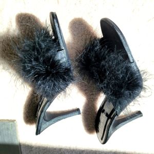 Vintage La Vie en Rose Boudoir Feather Slippers Size 7